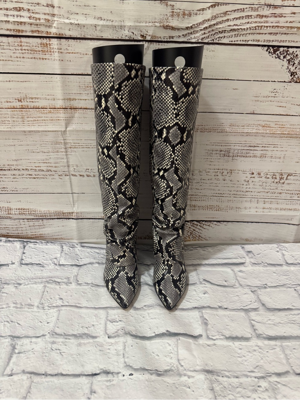 Marc Fisher Snake-Print Knee Boots